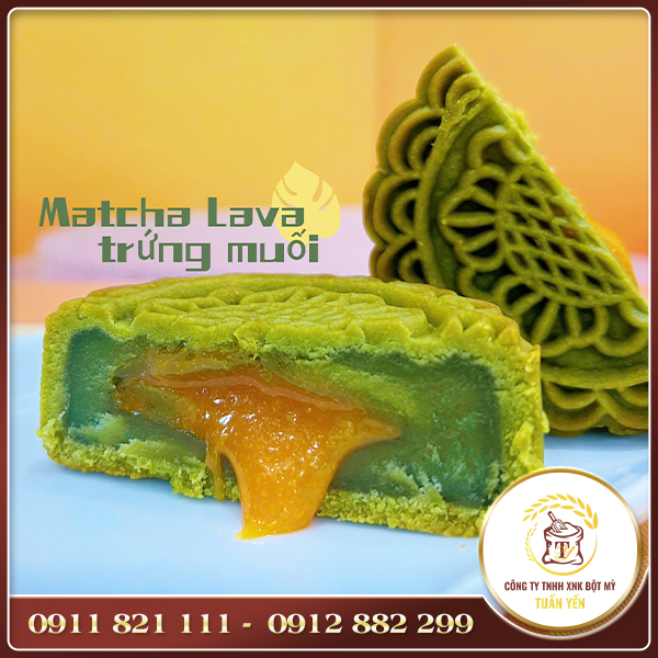 Bánh trung thu nướng matcha nhân lava trứng muối
